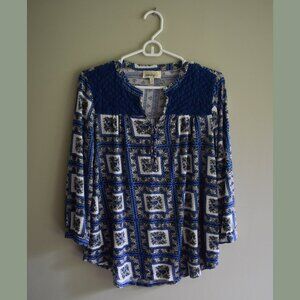 Anthropologie - Porridge - Blue Patterned Long Sleeve Shirt